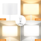 Ambimall 60'' Modern Floor Lamp with Shade, Tall Lamps for Living Room, Bedroom, Office, Dining Room, White Shade with White Pole(Without Bulb)