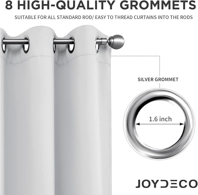 Joydeco White Curtains 120 Inches Long 2 Panels Set, Thermal Insulated Long - Image 2