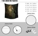 Moon Tapestry Halloween wall Decor Vintage Dark Academia Bedroom Tapestries Retro Art Aesthetic Wall Tapestry for Bedroom Dorm Living Room white