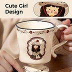 360ml -12.17oz Painted Cute Ceramic Mug - Cute Coffee Cup for Espresso,Macchiato,Latte - Gift for Women, Dishwasher Safe