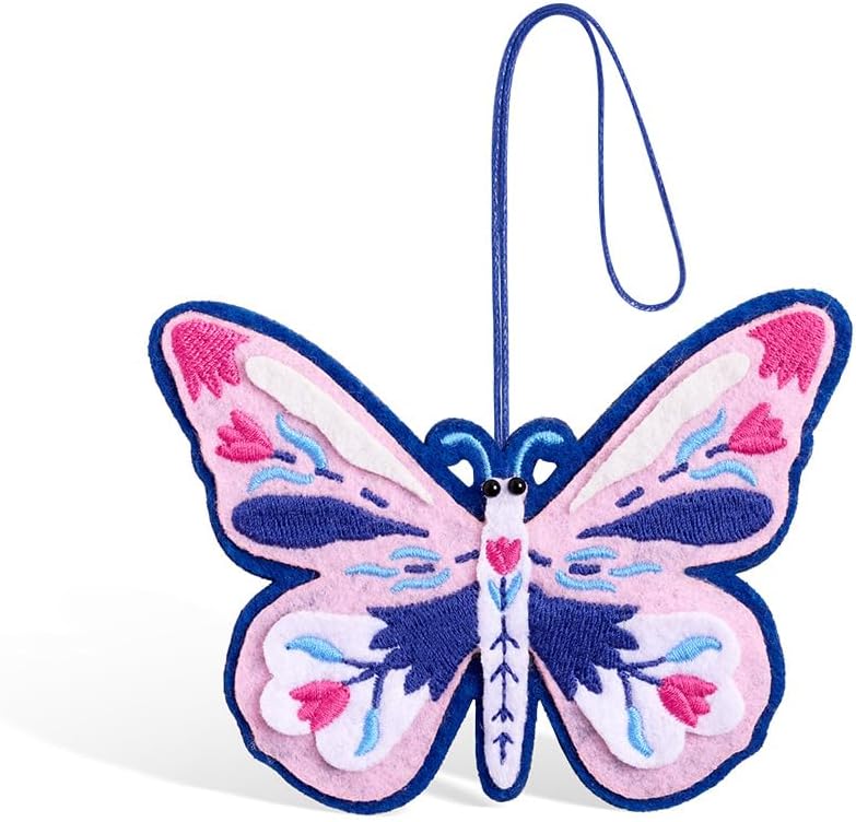 Lovepop Handmade Dazzling Butterfly HeartFelt Charm Card | Soft Felt Keychain for Wallet, Handbag, Car Key, Home Decor | Ornaments, Bag Charms, Key Ring, Purse Accessories, Gift Toppers