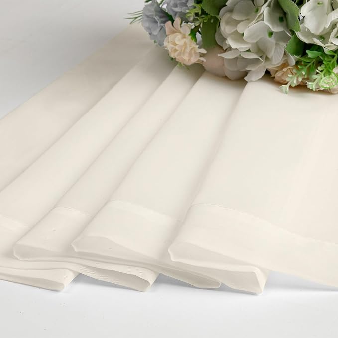 Cream Sheer Curtains 36 inch Length 2 Panels Set, Light Filtering Voile Rod - Image 5