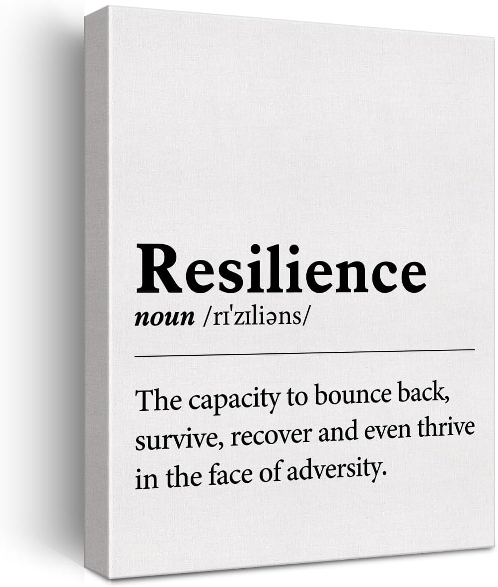 Inspirational Wall Art Decor Motivational Poster Framed Painting Print Resilience Definition Canvas Artwork for Home Office Decor 12 X 15 Inch