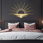 Sunrise Metal Wall Art, Metal Sun Wall Decor, Metal Sun Outdoor Decor, Large Metal Sun Wall Art, Sun Wall Art, Boho Sun Wall Art, Sunshine Metal Sign, Living Room Bedroom Wall Hangings (Black, 53"x 31"| 135x80cm)