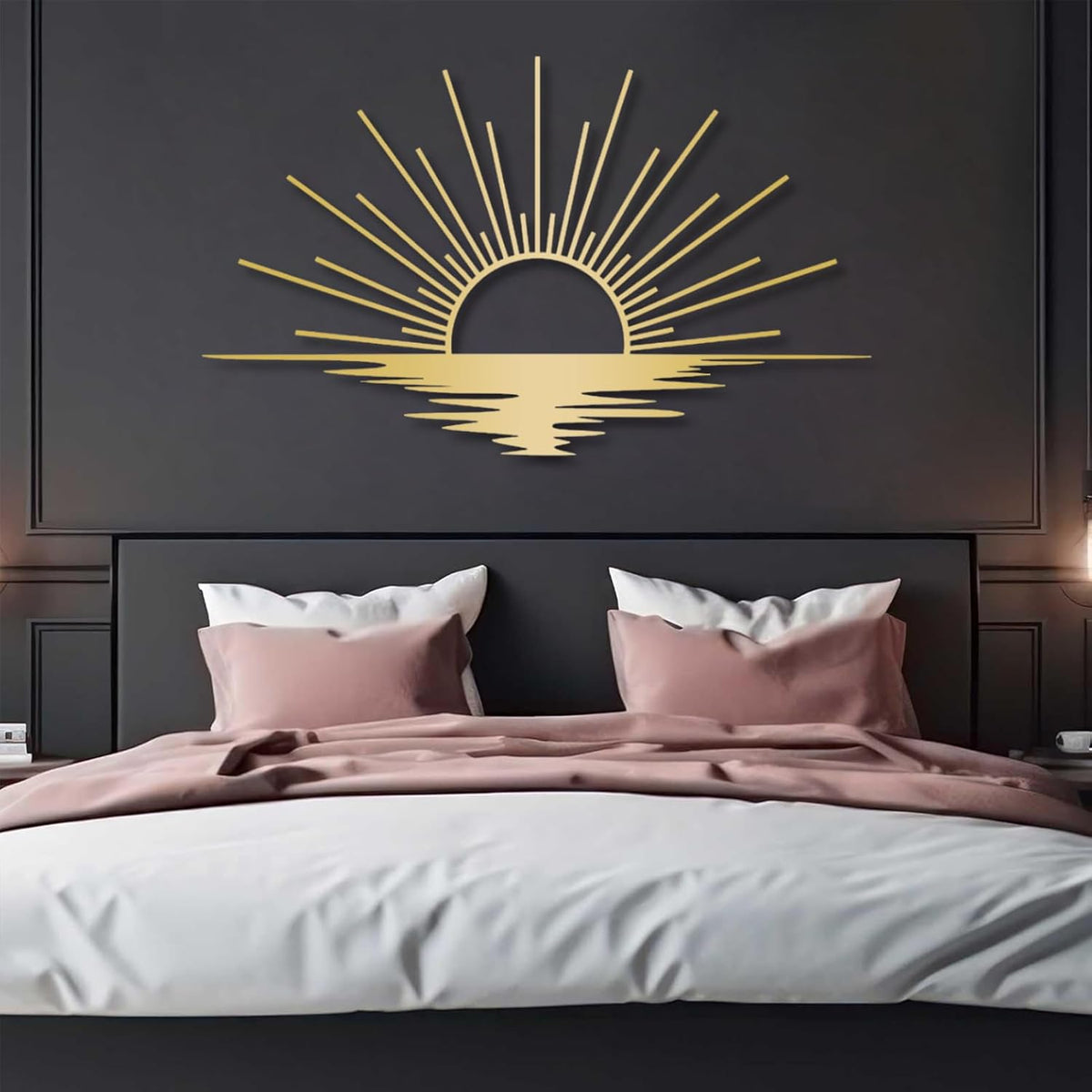 Sunrise Metal Wall Art, Metal Sun Wall Decor, Metal Sun Outdoor Decor, Large Metal Sun Wall Art, Sun Wall Art, Boho Sun Wall Art, Sunshine Metal Sign, Living Room Bedroom Wall Hangings (Black, 53"x 31"| 135x80cm)
