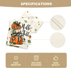 Artoid Mode Pumpkins Bowknot Maple Leaf 210 GSM Fall Table Runner, Seasonal Autumn Kitchen Dining Table Decoration for Home Party Decor 13x108 Inch
