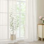 Ivory Sheer Curtains, Sheer Curtains 96 inches Long 2 Panels Set, Rod Pocket - Image 7