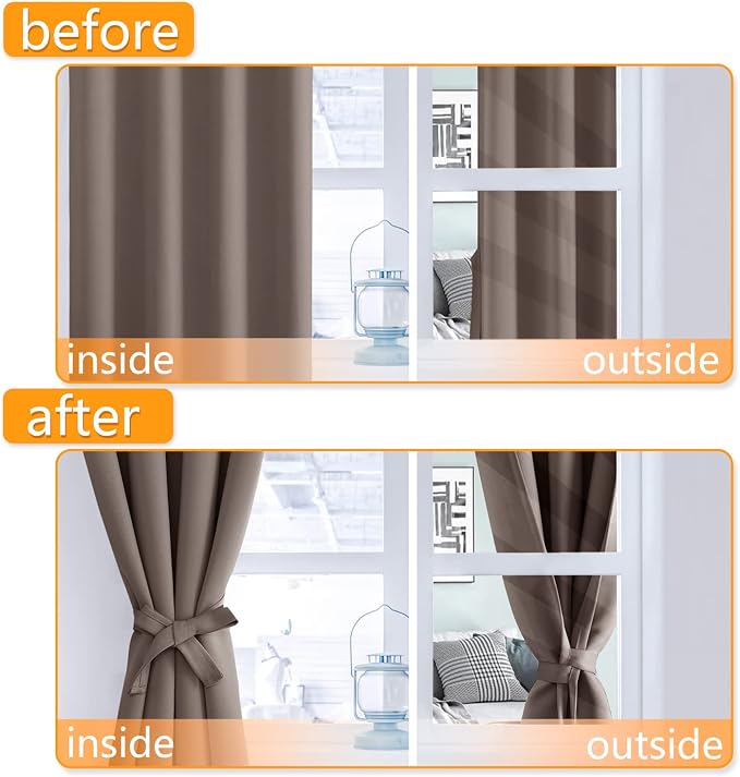Blackout Curtains for Bedroom, 42 x 84 Inches Long, 2 Panels | Thermal - Image 4