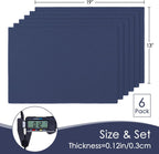 MANSPHIL Navy Blue Cloth Placemats Set of 6, Double Layer Faux Linen Place Mats Heat Resistant Washable Table Mats for Dining Kitchen, 13x19 Inch