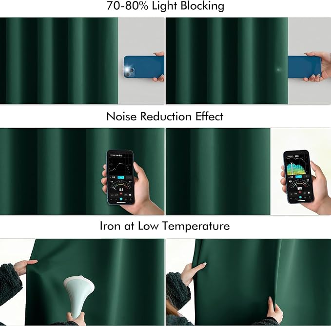 MIULEE Christmas Hunter Green Back Tab Blackout Curtains 52"x102" 2 Panels | - Image 5
