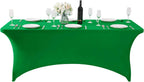SuperO Waterproof Spandex Table Cover for 6FT Table Universal Fitted Stretch Tablecloth for Party, Banquet, Wedding and Events-Emerald