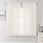 Ivory Sheer Curtains 68 Inch Length 2 Pcs, Light Filtering Rod Pockets Bedroom by Lecloud