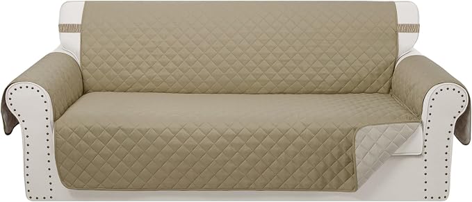 Reversible 4 Seater Sofa Cover 91" Large, Camel/Beige | Couch Cover Furniture by LuxshareHome