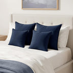 MIULEE Decorative Linen Pillow Covers 26x26 Inch Navy Blue | Boho Farmhouse​ - Image 4