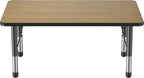 Factory Direct Partners FDP Rectangle (30 x 48 inch) Classroom Table with Adjustable Chunky Toddler Legs (15-24 in); Preschool, Kinder and Daycare Furniture - Pasadena Oak Top/Black Edge and Legs