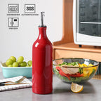 Sweejar Large Ceramic Olive Oil Dispenser Bottle, Opaque Oil Cruet Protects Oil to Reduce Oxidation, Suitable for Storage Oil, Vinegar, Soy Sauce & Other Liquids, Pack of 1, 24 Fl Oz (Red)