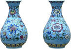 Set of Two Handmade Chinese Blue & White Porcelain Wall Mounted Vases – Chinoiserie Ceramic Flower Vase for Indoor Home Décor, Wall Hanging Vases for Living Room & Bookshelf