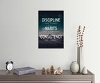 Discipline Habits Consistency Growth Motivational Wall Art Inspirational Poster Canvas Prints Artwork for Office Modern Home Decor Painting Pictures Stretched and Framed Ready to Hang [12''Wx 18''H]