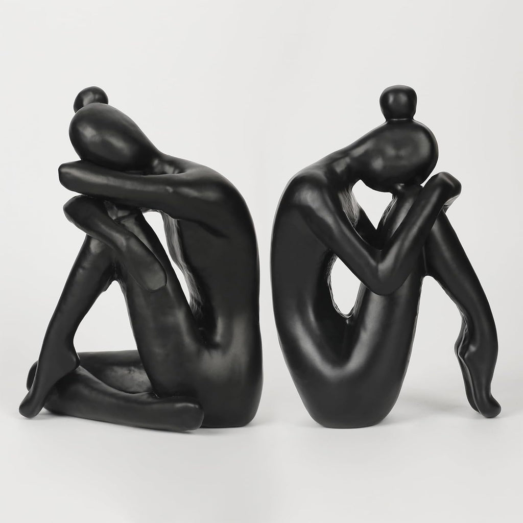 Unique Cast Iron Girl Thinker Bookends, Heavy-Duty Decorative Book Stoppers for Shelves, Creative Home and Office Desk Ornaments, 1 Pair/2 Pieces, 5.9"
