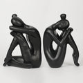 Unique Cast Iron Girl Thinker Bookends, Heavy-Duty Decorative Book Stoppers for Shelves, Creative Home and Office Desk Ornaments, 1 Pair/2 Pieces, 5.9"