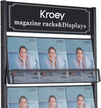 Floor Magazine Rack brochure Display Stand for Offices and Public Reception Area，Literature Rack with 4 Universal Wheels (70"×27×13.8")