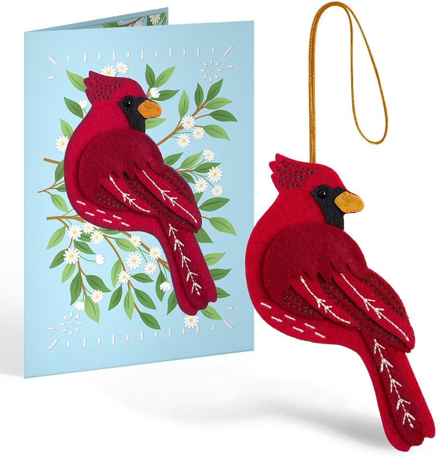 Lovepop Handmade Cheerful Cardinal HeartFelt Charm Card | Soft Felt Bird Keychain for Wallet, Handbag, Car Key, Home Decor | Ornaments, Bag Charms, Key Ring, Purse Accessories, Gift Toppers