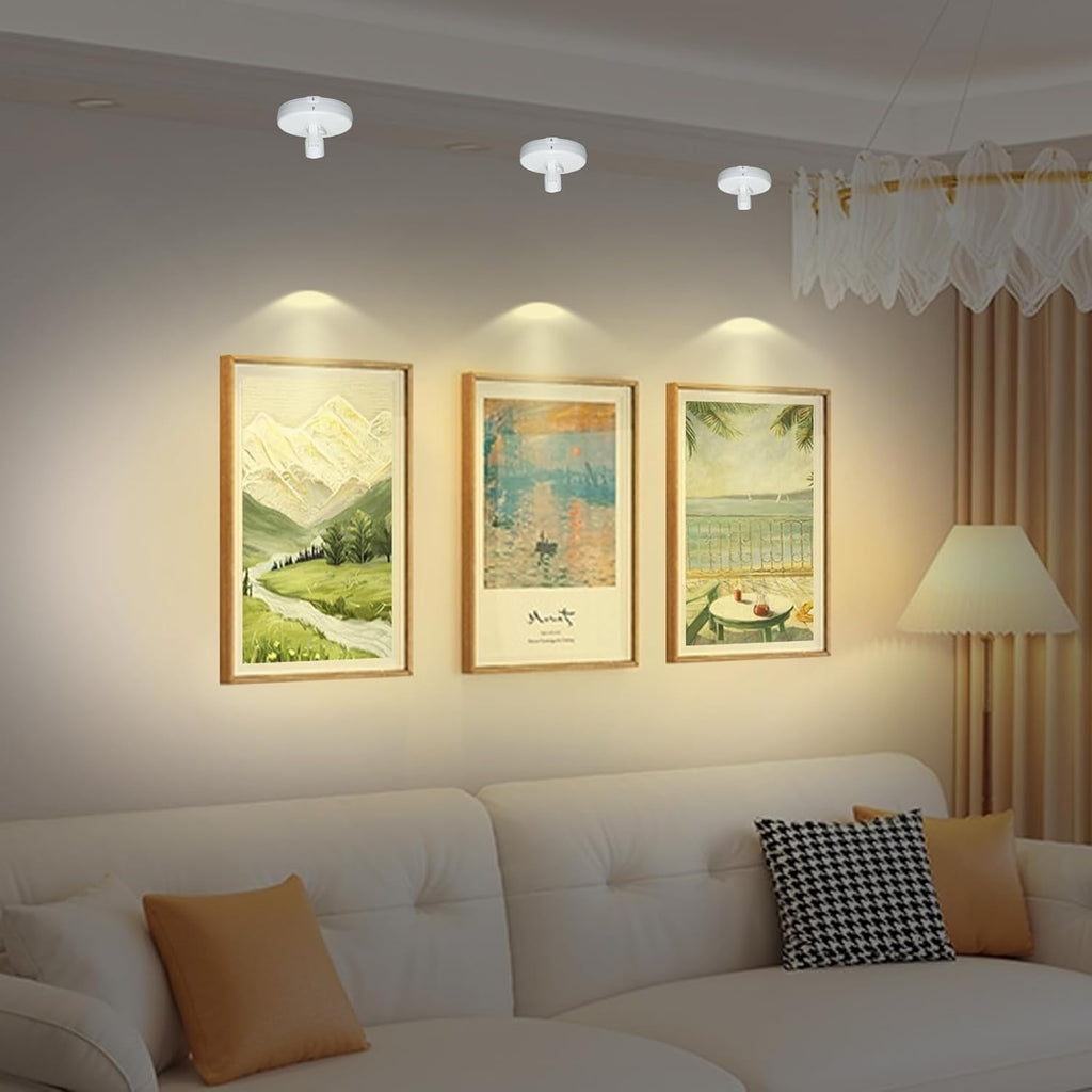 Cordless Spotlight Battery Powered, LED Accent Lighting with Remote and Timer, Display Puck Lights, Stick Uplight for Tree Portrait Gallery Picture Dartboard Painting Art Photo Plant