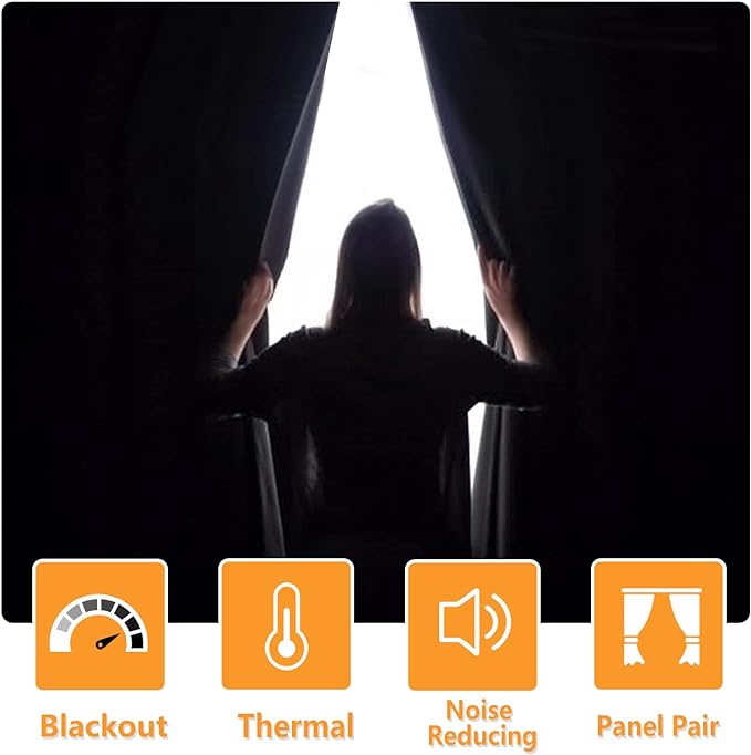 Blackout Curtains for Bedroom, 38 x 84 Inch, 2 Panels | Thermal Insulated & - Image 2