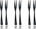 JASHII 18/10 Stainless Steel 6 Piece Mirror Polished Black Steak Fruit Fork Black Server Utensil Set 14CM