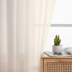 Cream Sheer Curtains 84 Inches Long 2 Panels Set - Image 6