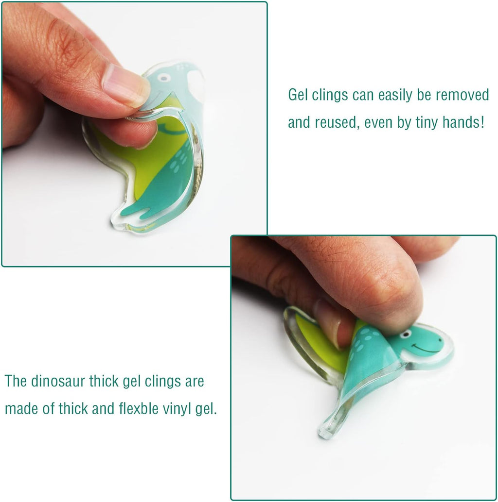 20 PCS Dinosaur Thick Gel Clings Dinosaurs Window Gel Clings Decals Stickers for Kids Toddlers and Adults Home Window Classroom Nursery Summer Dinosaurs Party Supplies Decorations