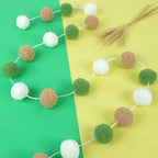 TBD Decor 2pk Pom Pom Garland 13FT Colorful Large Felt Ball Garland Fall Decoration for Mantle,Indoor Holiday Wedding Birthday Party Supplies(Green Brown)