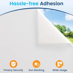 DOWELL Window Privacy Film, Frosted Glass Window Film, Static Cling Non-Adhesive Glass Clings, Sun Blocking Opaque Door Coverings, Reusable Door Sticker for Bathroom Home Office, White, 23.6" x 118"