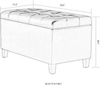 Asense Storage Ottoman Bench, Faux Leather Upholstered End of Bed Bench with Safety Hinge Wooden Legs, for Entryway Bedroom (Chocolate Brown, 33.3")