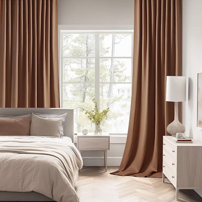 MIULEE Cappuccino Brown Back Tab Blackout Curtains 52"x84" Long 2 Panel Set | - Image 2