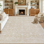10x12 Area Rugs Living Room: Bedroom Washable Carpet Natural Beige | Large - Image 8