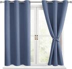 Short Blackout Curtains for Bedroom Blue Haze 42 x 45 Inch 2 Panels | Thermal by Hiasan