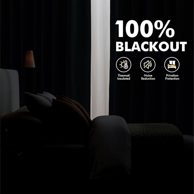 MIULEE 100% Blackout Linen Curtains 42 x 63 Inch Greyish White 2 Panels | - Image 2
