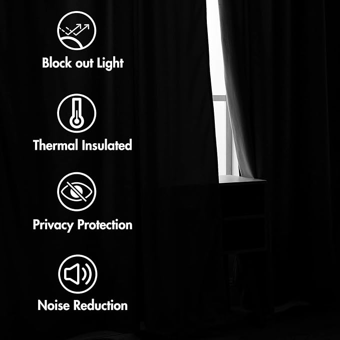 MIULEE Black Velvet Curtains 52x108 inches 2 Panels Blackout Curtains | Luxury - Image 5