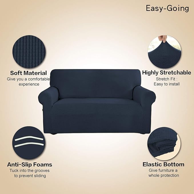 Easy-Going Stretch Oversized Sofa Couch Slipcover Washable Dark Blue | 1-Piece - Image 3