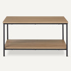 Amazon Basics Rectangular Coffee Table with Bottom Shelf, Living Room Center Table, Wooden, 19.9" D x 31.5" W x 16.5" H