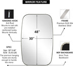 ANDY STAR Brushed Nickel Mirror, 30x48’’ Brushed Nickel Bathroom Oval Mirror with Stainless Steel Metal Frame, Silver Oblong Mirrors Wall Mounted for Bedroom, Living Room Decor