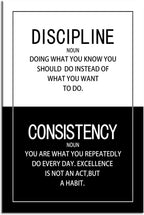 WYJDFART Inspirational Wall Art Discipline Consistency Noun Motivational Posters Picture Prints Canvas Modern Home Decor Painting Artwork for Office Stretched and Framed Ready to Hang [12''W x 18''H]