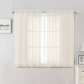 Cream Sheer Curtains 50 Inch Length 2 Pcs, Rod Pocket Light Filtering Voile by Lecloud