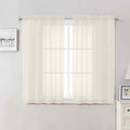 Cream Sheer Curtains 48 Inch Length 2 Pcs, Rod Pocket Light Filtering Voile by Lecloud