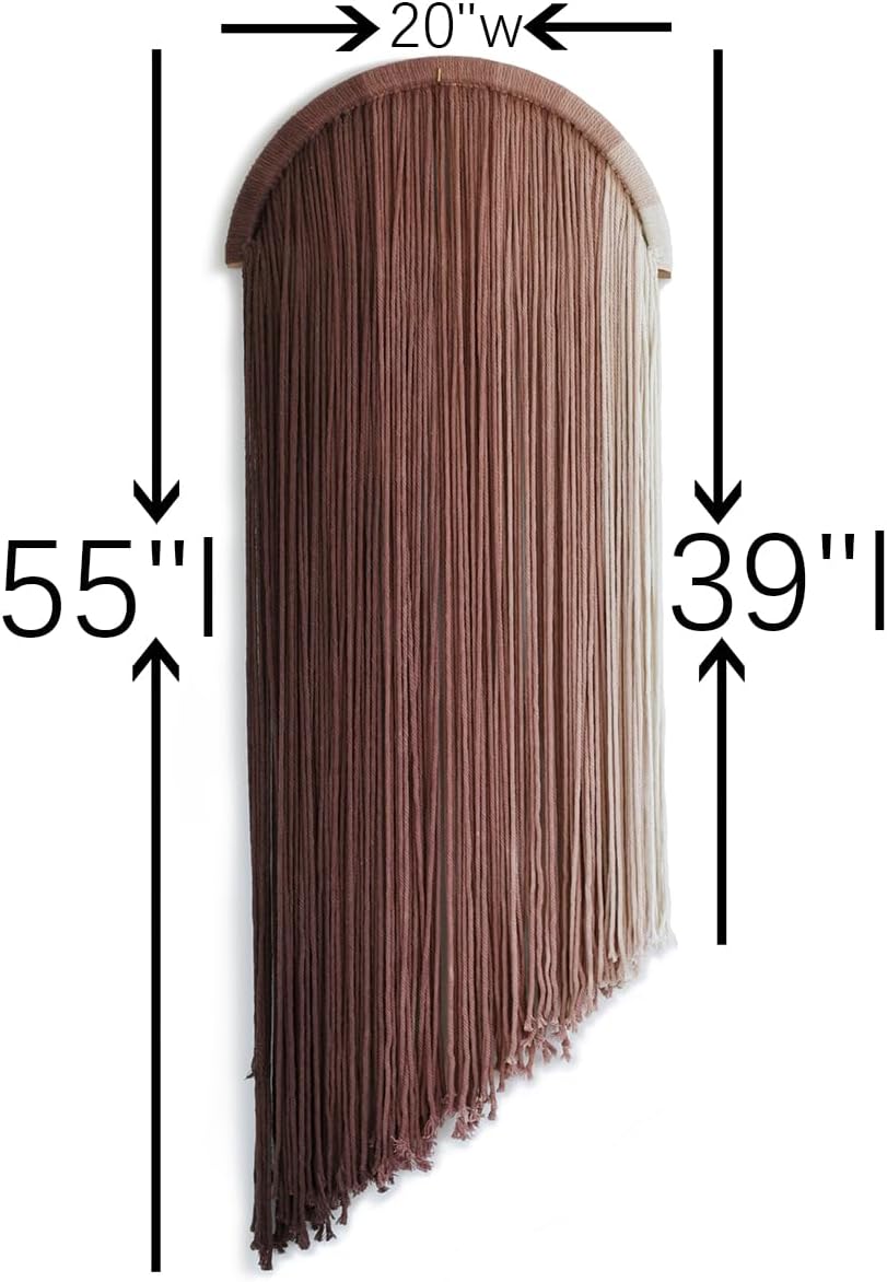 Macrame Boho Wall Decor - Pink Yarn Wall Hanging, 20" Circle Hoop