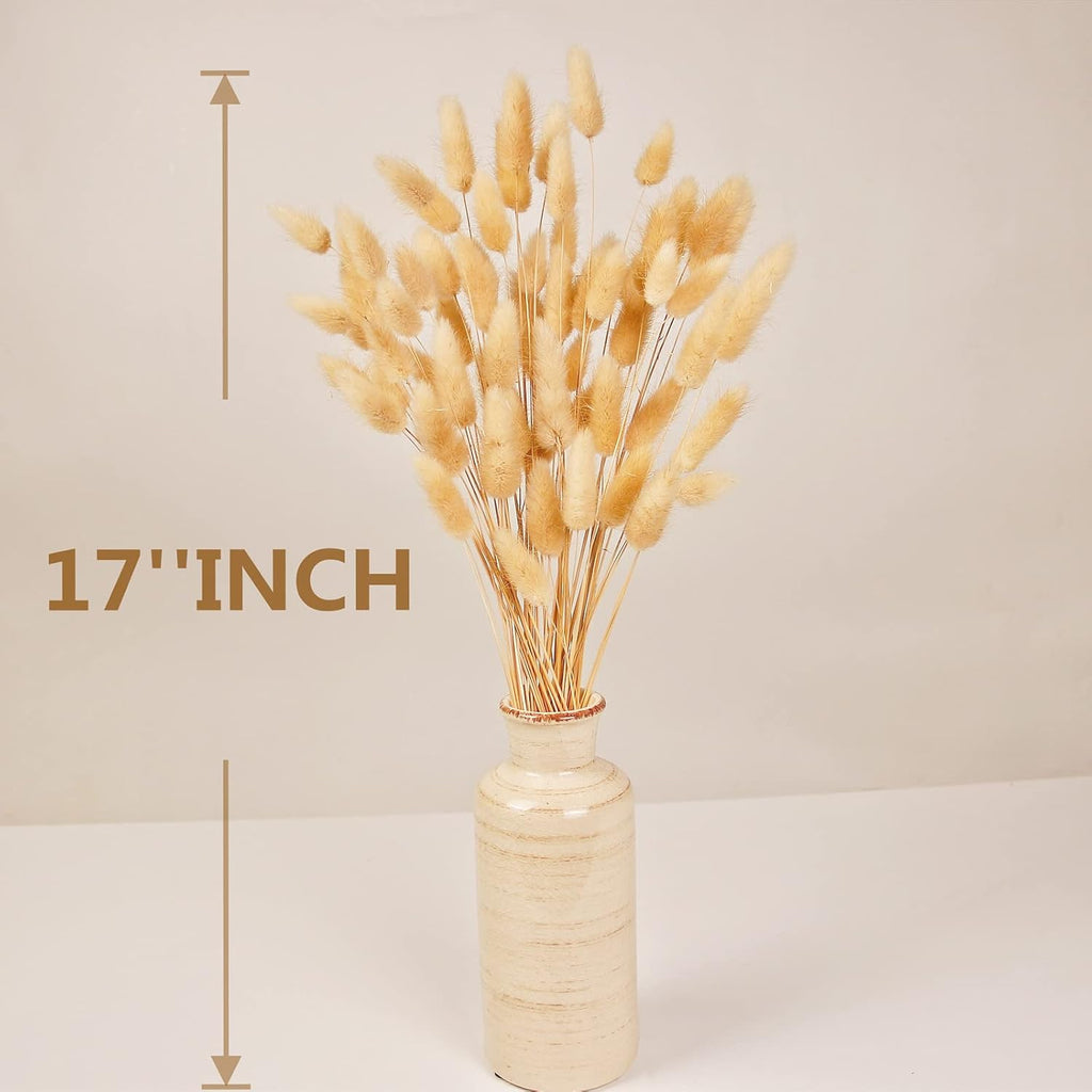 120 PCS Bunny Tails Dried Flowers, Dried Pampas Grass Bouquet, Boho Table Decor, White Pampas Grass Small, Dried Bunny Tails, Pampas Grass for Wedding, Home, Rustic Party, Baby Shower Decorations