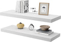 Large Floating Shelves for Wall Set of 2 Wooden Wall Shelves 24 in x 12.75 in x 2 in Room Decor Long Shelf with Invisible Wall Mount Bracket for Bedroom Kitchen Living Room White