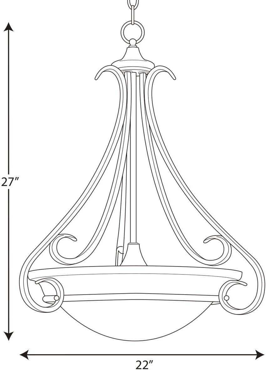 Progress Lighting 3-Light Tea Stained Glass Transitional Inverted Pendant Light, Torino Collection, Indoor, P3847-77, Forged Bronze