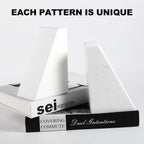 Marble Bookends for Heavy Books, Decorative Book Ends for Shelves, White Stone Durable and Heavy-Duty Book Ends for Hardback Books & CDS, Unique Book Stopper & Holder, Set of 2